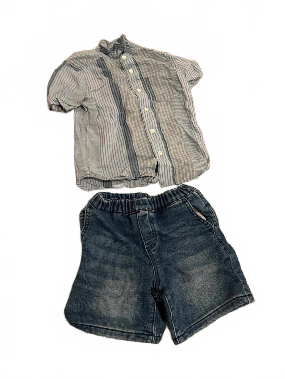 Kidpik Boys Denim Shorts & Striped Shirt 3T Casual Summer Outfit